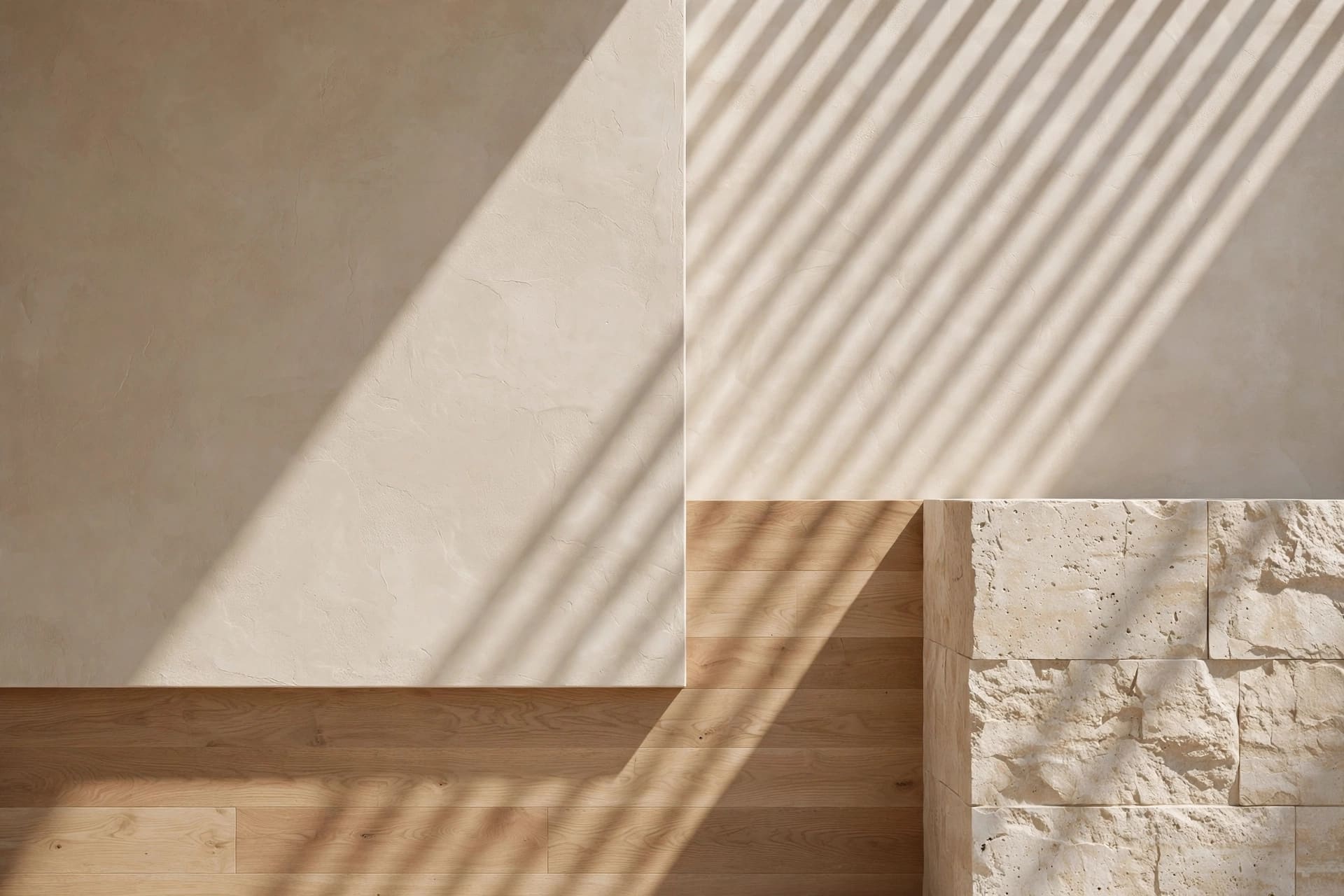 Warm plaster wall with soft architectural shadows